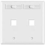 Leviton QuickPort Wallplate, 2-Gang, 2-Port (with ID Window), Gray