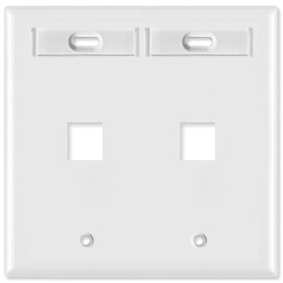 Leviton QuickPort Wallplate, 2-Gang, 2-Port (with ID Window), White