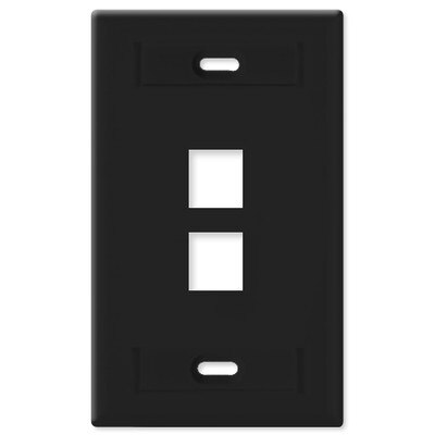Leviton QuickPort Wallplate, 1-Gang, 2-Port (with ID Window), Black