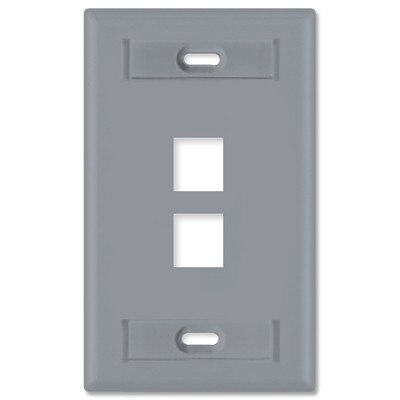 Leviton QuickPort Wallplate, 1-Gang, 2-Port (with ID Window), Gray