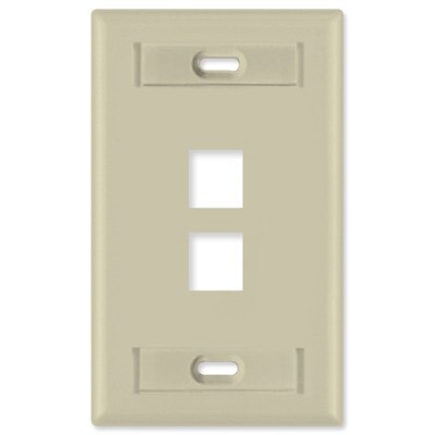 Leviton QuickPort Wallplate, 1-Gang, 2-Port (with ID Window), Ivory