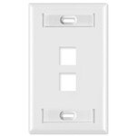 Leviton QuickPort Wallplate, 1-Gang, 2-Port (with ID Window), Gray