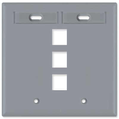 Leviton QuickPort Wallplate, 2-Gang, 3-Port (with ID Window), Gray