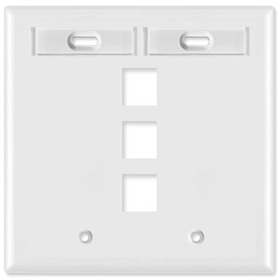Leviton QuickPort Wallplate, 2-Gang, 3-Port (with ID Window), White