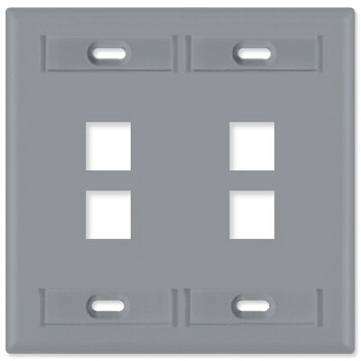 Leviton QuickPort Wallplate, 2-Gang, 4-Port (with ID Window), Gray