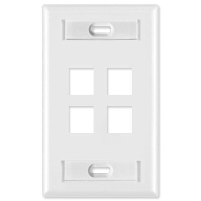 Leviton QuickPort Wallplate, 1-Gang, 4-Port (with ID Window), White