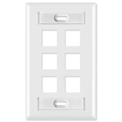 Leviton QuickPort Wallplate, 1-Gang, 6-Port (with ID Window), White