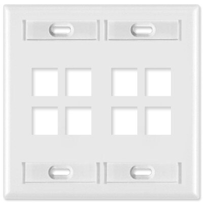 Leviton QuickPort Wallplate, 2-Gang, 8-Port (with ID Window), White