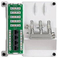 Leviton Compact 1x4 Bridged Telephone, 4 Data & 6-Way TV Panel