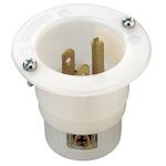 Leviton Flanged Inlet, White Nylon Body