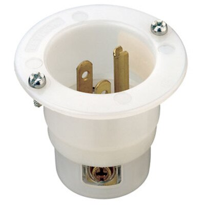 Leviton Flanged Inlet, White Nylon Body