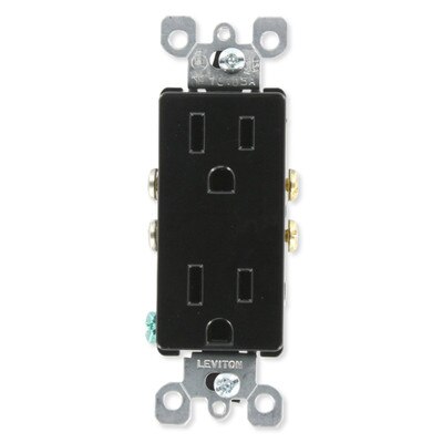 Leviton Residential Grade Duplex Receptacle, 15A, Black