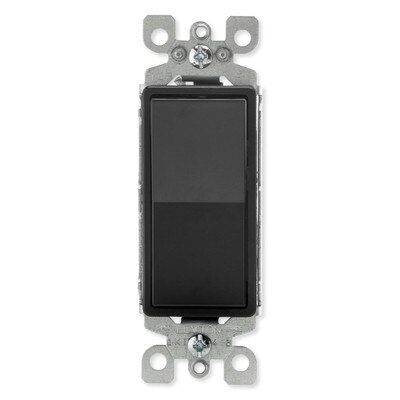 Leviton Decora Rocker Single-Pole AC Quiet Switch, 15A, 120/277V, Black