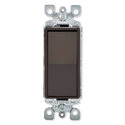 Leviton Decora Rocker Single-Pole AC Quiet Switch, 15A, 120/277V, Brown