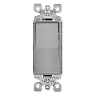 Leviton Decora Rocker Single-Pole AC Quiet Switch, 15A, 120/277V, Gray