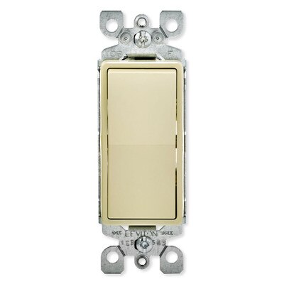 Leviton Decora Rocker Single-Pole AC Quiet Switch, 15A, 120/277V, Ivory