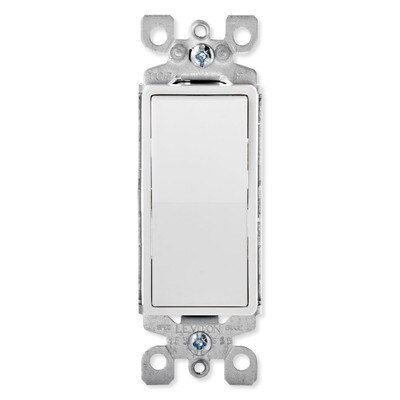 Leviton Decora Rocker Single-Pole AC Quiet Switch, 15A, 120/277V, White