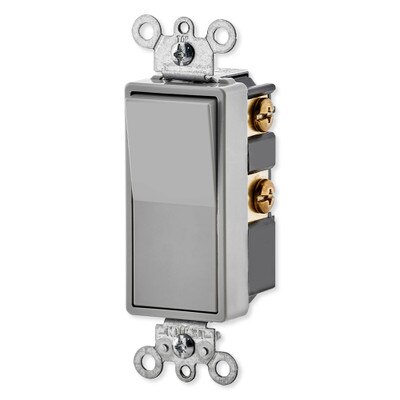 Leviton Decora Rocker 4-Way AC Quiet Switch, 15A, 120/277V, Gray