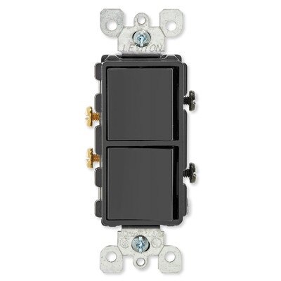 Leviton Decora Combination Wall Switch (Dual Switch), Black