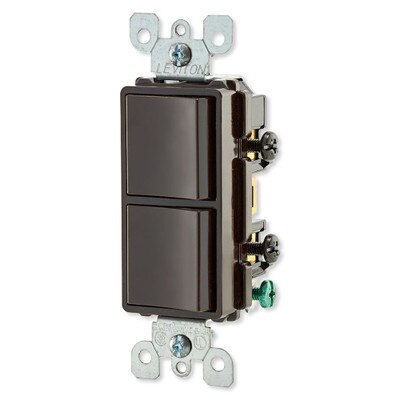 Leviton Decora Combination Wall Switch (Dual Switch), Brown