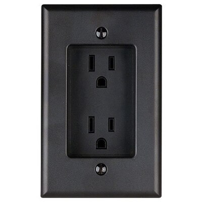Leviton Recessed Duplex Receptacle, 1-Gang, Black
