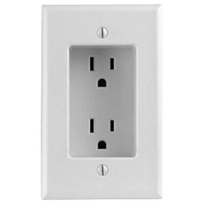 Leviton Recessed Duplex Receptacle, 1-Gang, White