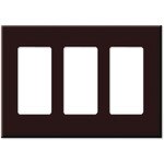 Leviton Decora Plus Screwless Snap-On Wallplate, 3-Gang, Brown