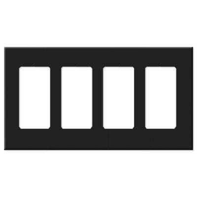 Leviton Decora Plus Screwless Snap-On Wallplate, 4-Gang, Black