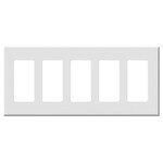 Leviton Decora Plus Screwless Snap-On Wallplate, 5-Gang, White