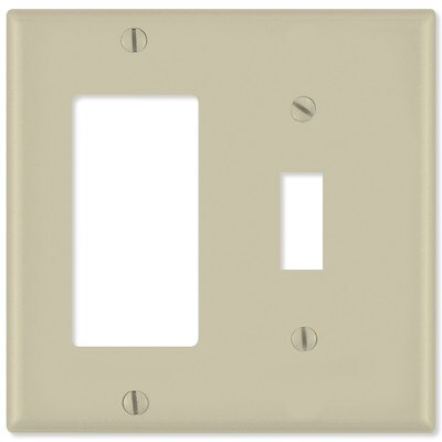 Leviton Combination Wallplate (1 Decora & 1 Toggle), Ivory