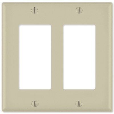 Leviton Decora Wallplate, 2-Gang, Ivory