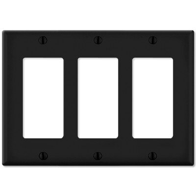 Leviton Decora Wallplate, 3-Gang, Black