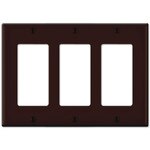 Leviton Decora Wallplate, 3-Gang, Brown