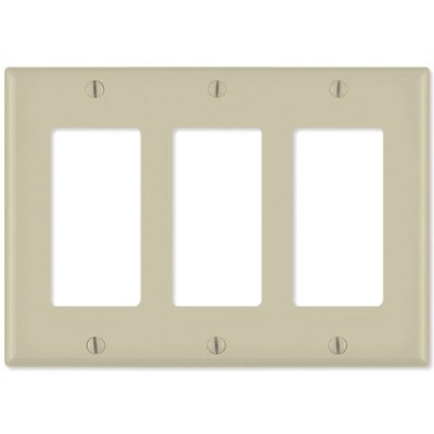 Leviton Decora Wallplate, 3-Gang, Ivory