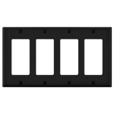 Leviton Decora Wallplate, 4-Gang, Black