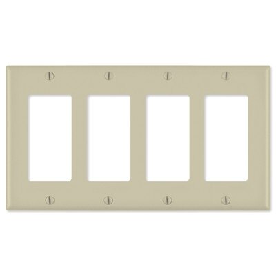 Leviton Decora Wallplate, 4-Gang, Ivory