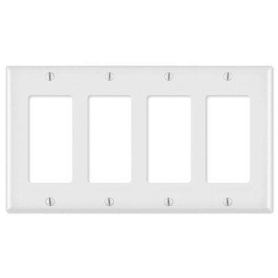 Leviton Decora Wallplate, 4-Gang, White