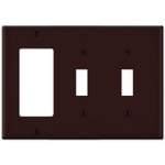 Leviton Combination Wallplate (1 Decora & 2 Toggle), Brown