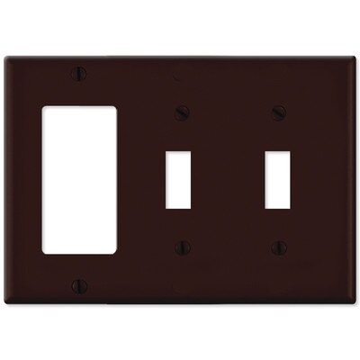 Leviton Combination Wallplate (1 Decora & 2 Toggle), Brown
