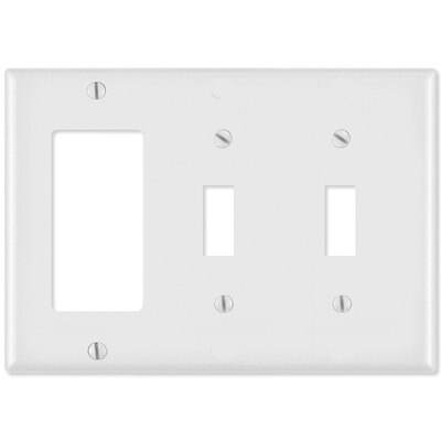 Leviton Combination Wallplate (1 Decora & 2 Toggle), White