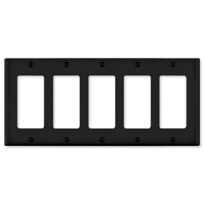 Leviton Decora Wallplate, 5-Gang, Black