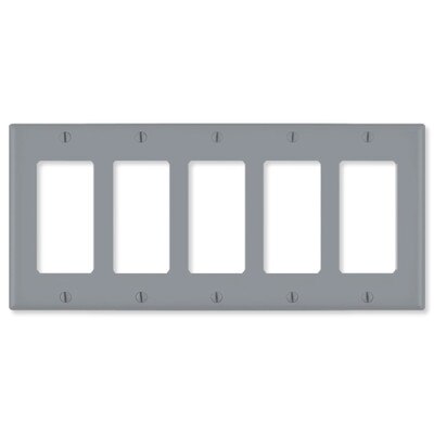 Leviton Decora Wallplate, 5-Gang, Gray