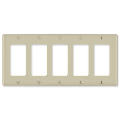 Leviton Decora Wallplate, 5-Gang, Ivory