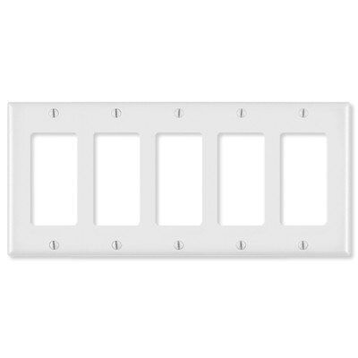 Leviton Decora Wallplate, 5-Gang, White