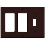 Leviton Combination Wallplate (2 Decora & 1 Toggle), Brown