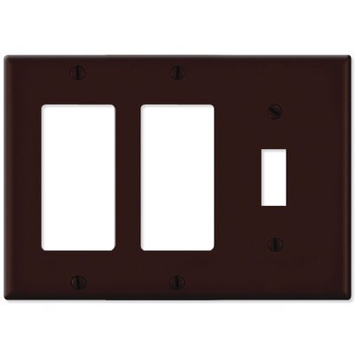 Leviton Combination Wallplate (2 Decora & 1 Toggle), Brown