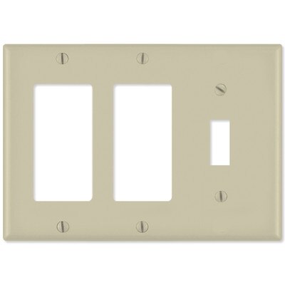 Leviton Combination Wallplate (2 Decora & 1 Toggle), Ivory