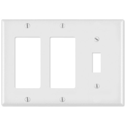Leviton Combination Wallplate (2 Decora & 1 Toggle), White