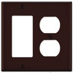 Leviton Combination Wallplate (1 Decora & 1 Duplex Receptacle), Brown