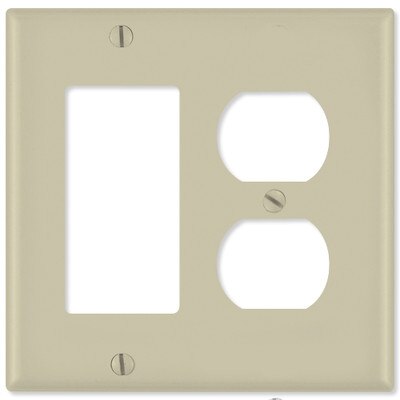 Leviton Combination Wallplate (1 Decora & 1 Duplex Receptacle), Ivory